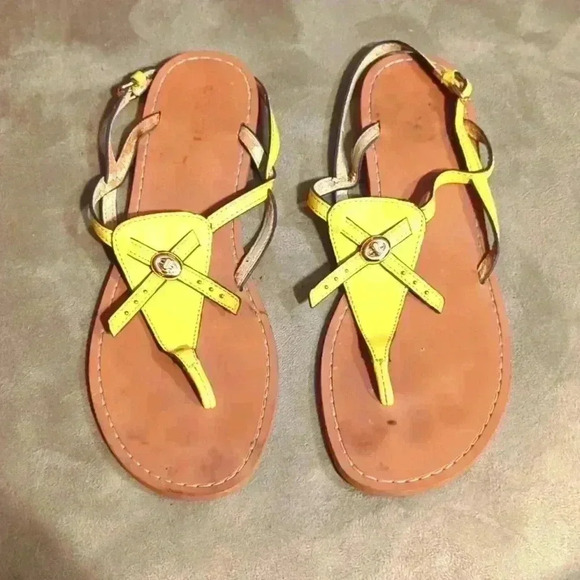 Coach brown and yellow sandals, size 9.5 - Picture 1 of 8